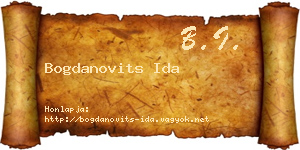 Bogdanovits Ida névjegykártya